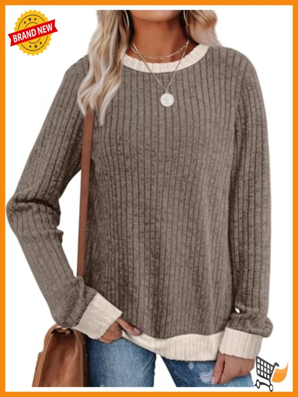 Lightweight Long Sleeve Tunic Sweater Top Loose Fit Crewneck